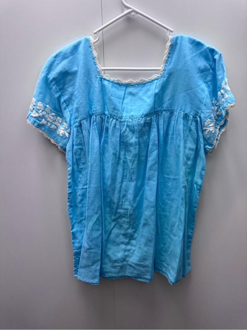 Mi Golondrina inspired Aqua Embroidered Cotton Tunic - Picture 3 of 3